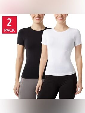 NWT 32 Degree Women’s Short Sleeve Cooling Tee - Black & White (2-Pack)